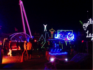 Figure 2: The Man effigy (2010) surrounded by art cars. Photograph by author.